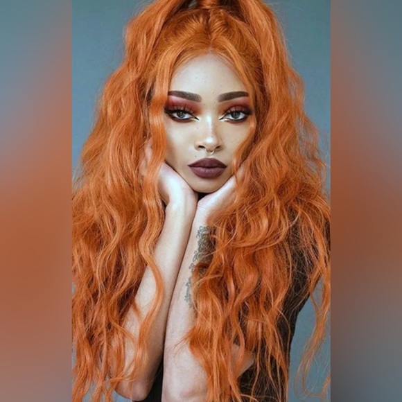 22” COPPER ORANGEBODY WAVY Lace Front Wig *NEW*